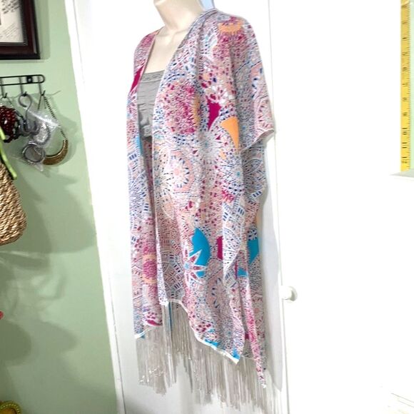Anthropologie Casual Bohemian Print Fringed Swimsuit Cover One Size - Picture 3 of 11